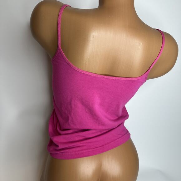 Bossini Hot Pink Lace Trim Cami Top Y2K McBling Barbiecore 2000s Medium - Picture 2 of 10